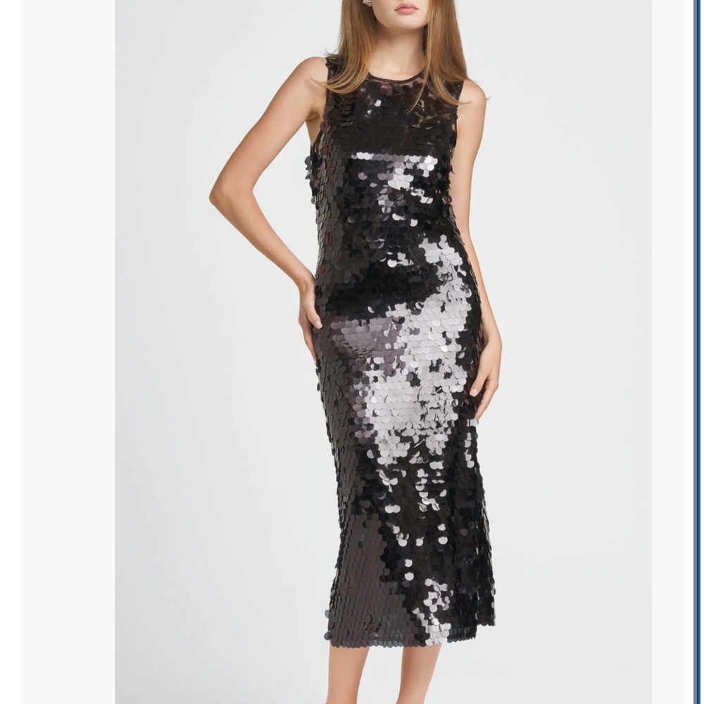 x CHÉRIE MADELEINE Danse Sequin Sleeveless Midi Dress